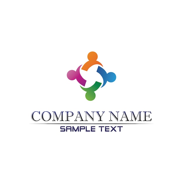 Logotipo de atención comunitaria personas en concepto de Vector de círculo