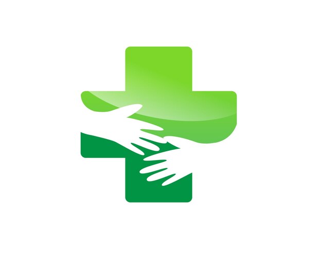 Vector logotipo de atención médica cruzada para el servicio de salud