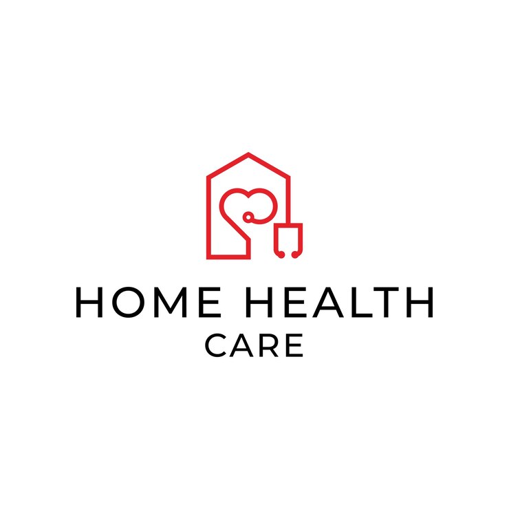 logotipo de atención médica domiciliaria con líneas