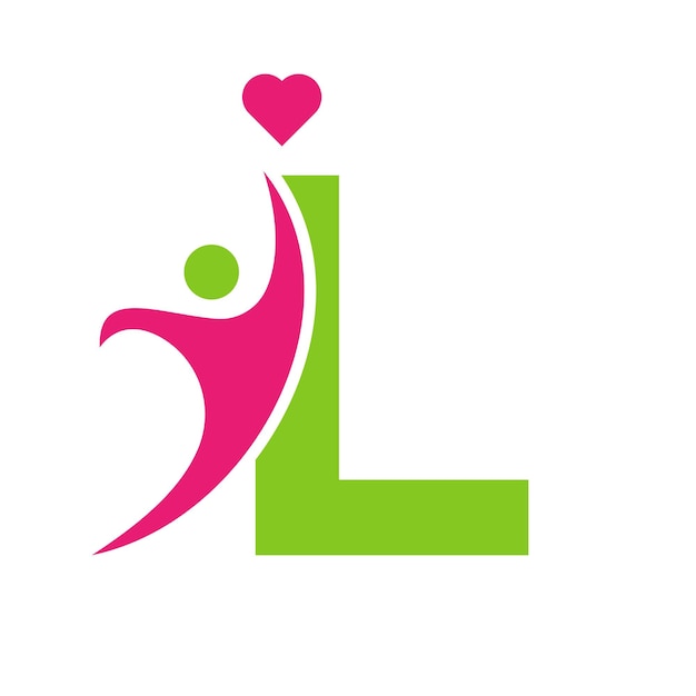 Logotipo de atención médica en la letra L Símbolo de corazón de amor Logotipo de caridad