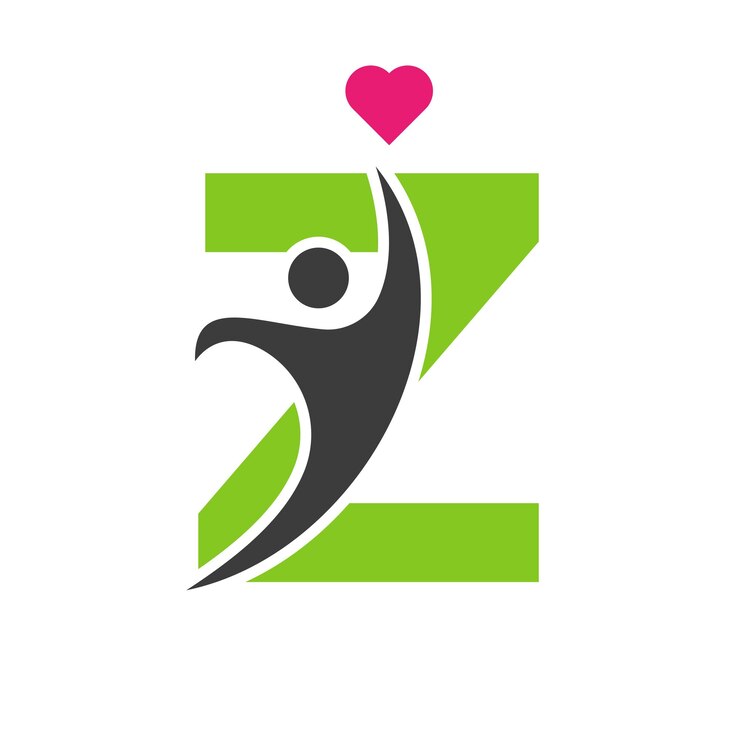 Vector el logotipo de la atención médica en la letra z el símbolo del corazón del amor el logotipio de la caridad