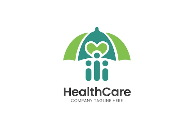 Logotipo de atención médica de personas. Icono y logotipo de cuidado de la salud familiar