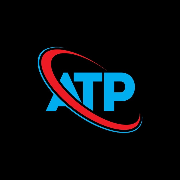 El logotipo de ATP, letra ATP, diseño de la letra ATP, iniciales ATP, logotipo vinculado con círculo y monograma en mayúsculas, logotipo ATP, tipografía para negocios tecnológicos y marca inmobiliaria.