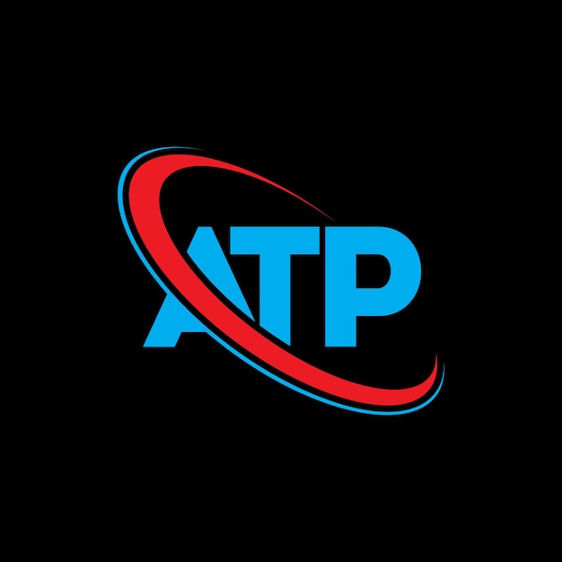 Vector el logotipo de atp, letra atp, diseño de la letra atp, iniciales atp, logotipo vinculado con círculo y monograma en mayúsculas, logotipo atp, tipografía para negocios tecnológicos y marca inmobiliaria.