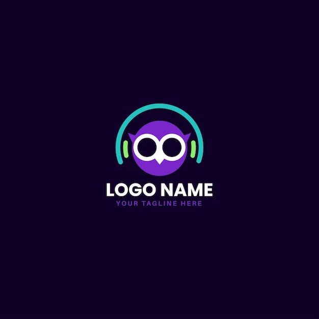 Vector logotipo de auriculares de búho-01