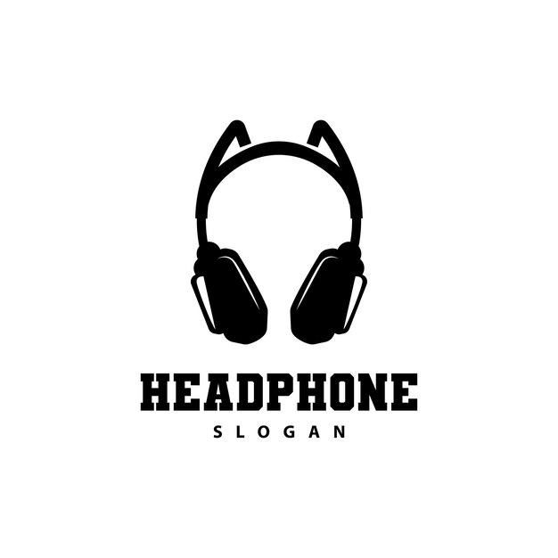 Logotipo de auriculares Dispositivo de escucha de música Vector Elegante minimalista Diseño simple Silueta Icono Ilustración