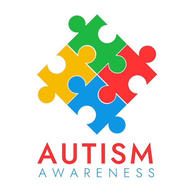 Logotipo de autismo de diseño plano de salud