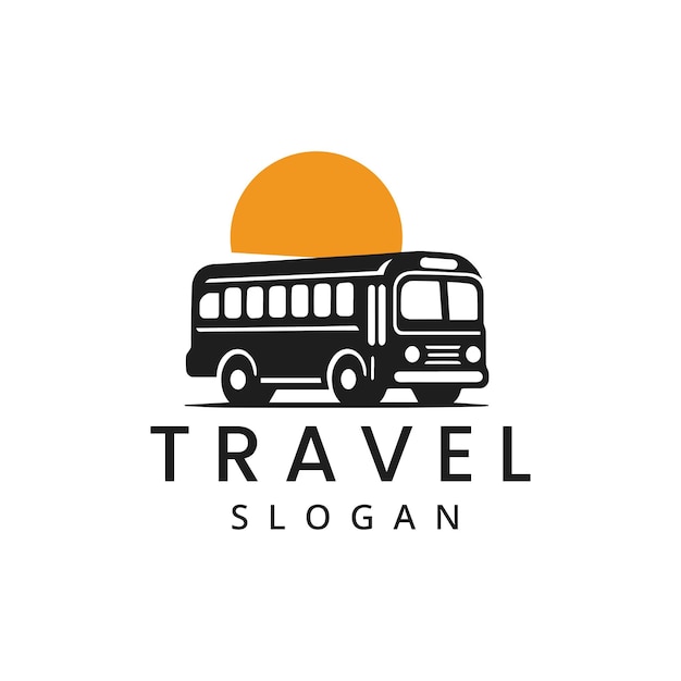 Logotipo de autobús de viaje Plantilla aislada en blanco Ilustración de logotipo de recorrido y viaje de fondo