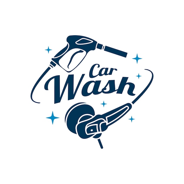 Logotipo automático que detalla la ilustración de la plantilla de lavado de autos