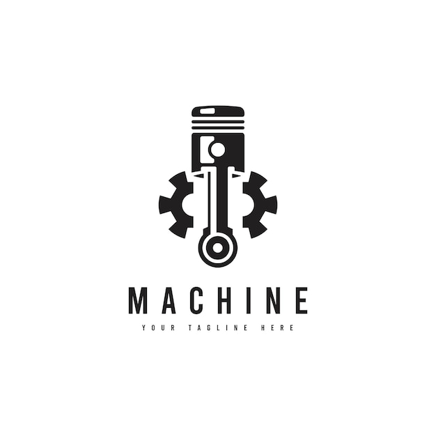 Logotipo automotriz con silueta de máquina Estilo minimalista clásico adecuado para logotipos comerciales de vehículos de automóviles o máquinas