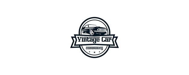 Logotipo de automóvil clásico de época Emblema vectorial de diseño de silueta
