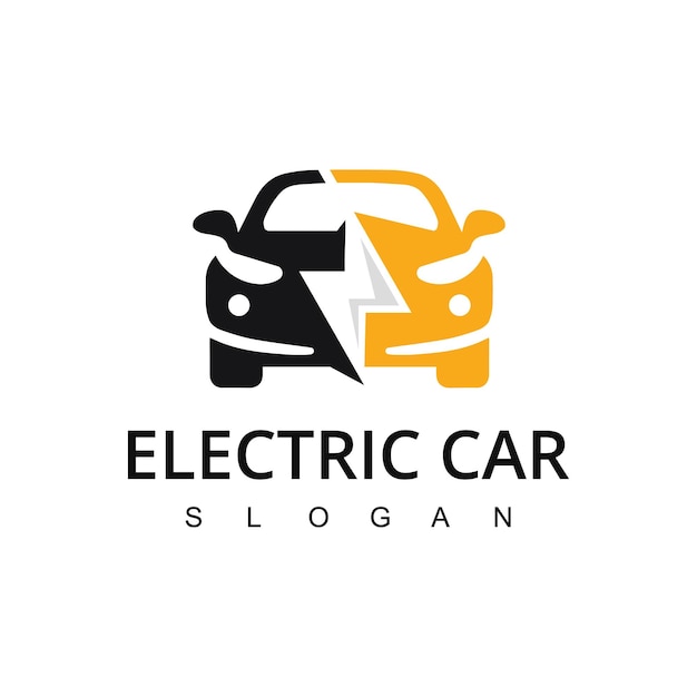 Vector logotipo del automóvil eléctrico icono de accionamiento verde