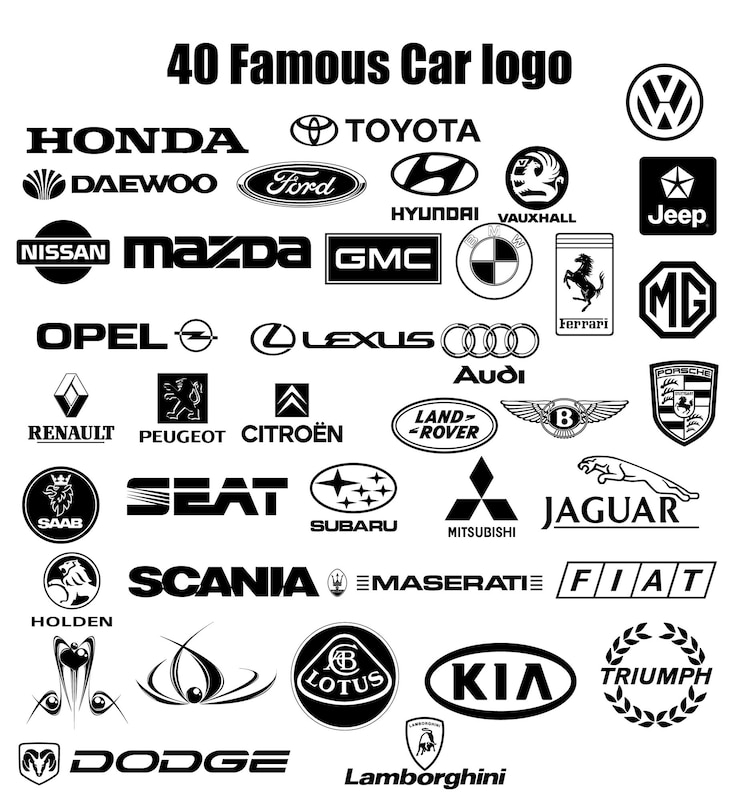 Vector el logotipo del automóvil famoso del mundo, el logotipo de la marca de automóviles famosa, el kit de logotipo de automóviles