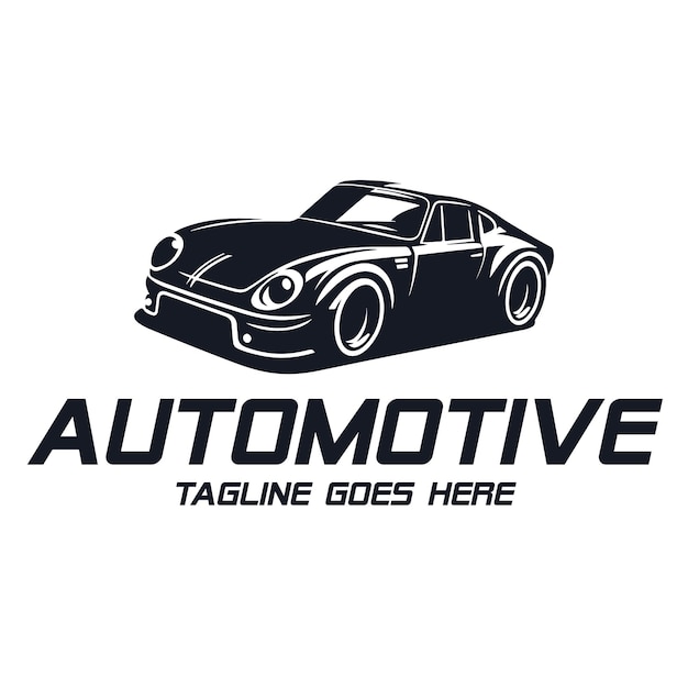 Logotipo de automóvil con ilustración de automóviles deportivos clásicos