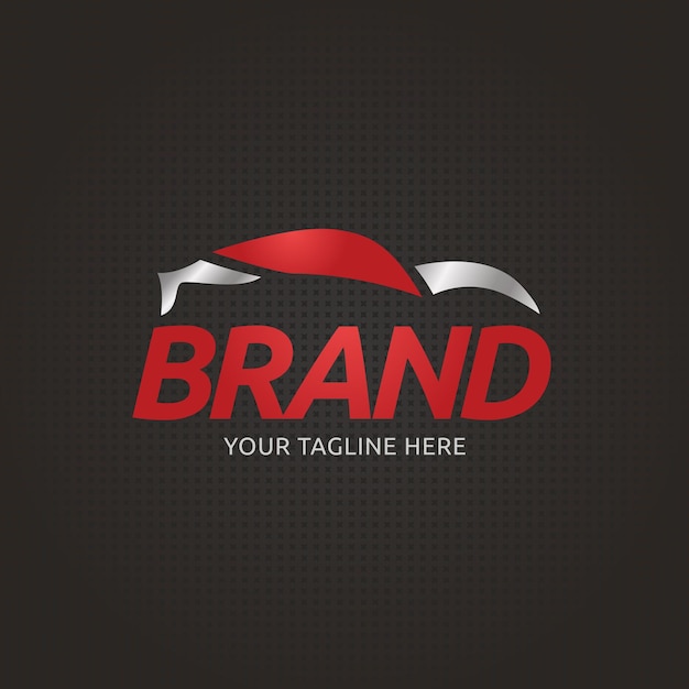 Logotipo de automóvil o automóvil con color plateado y rojo en vector
