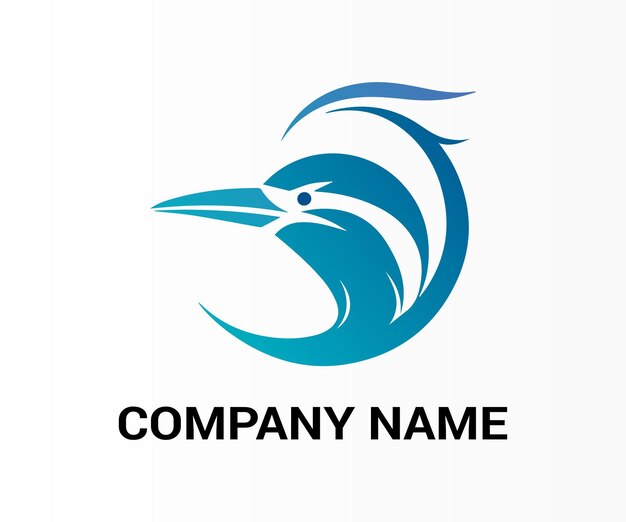 un logotipo de ave azul con un pájaro azul en el medio