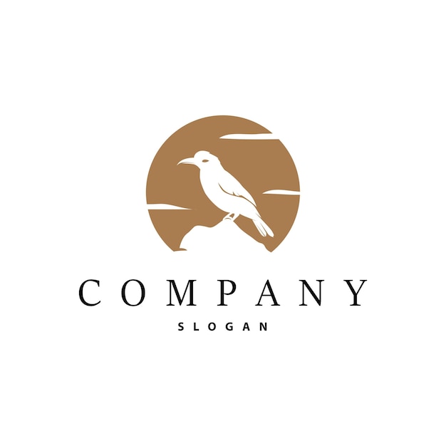 Logotipo de ave de silueta negra diseño conceptual sencillo plantilla de ilustración de amante de las aves vintage