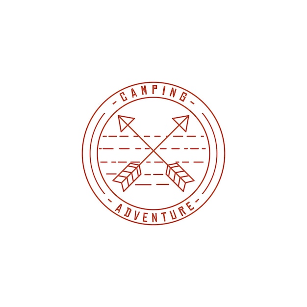 El logotipo de la aventura al aire libre, la aventura en la montaña, el emblema retro.