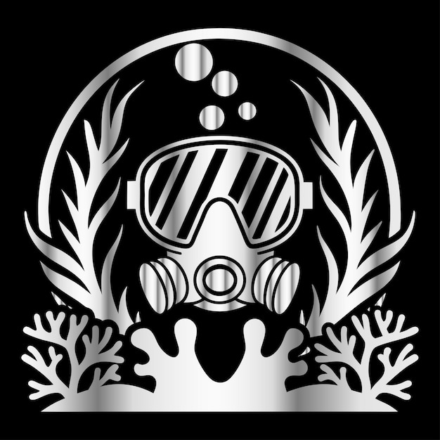 Logotipo de la aventura de buceo con concepto de buzo y exploración oceánica