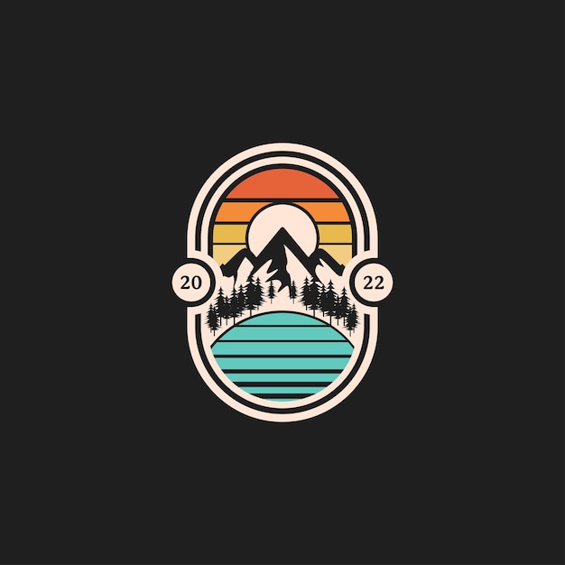 Logotipo de aventura de ilustración de vector de montaña de paisaje para camiseta o para todas sus ideas