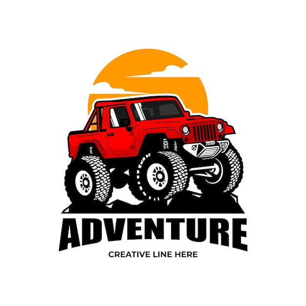 logotipo de aventura en jeep todoterreno vectorial