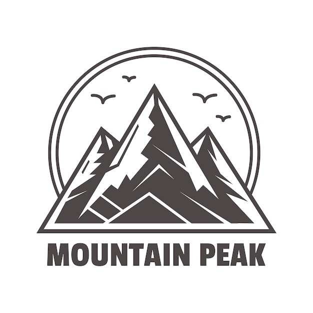 El logotipo de la aventura de la montaña La insignia de la aventura El logotipo del campamento con la montaña