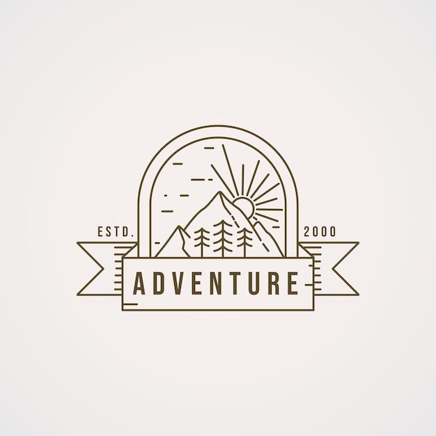 Logotipo de aventura de montaña con marcos.