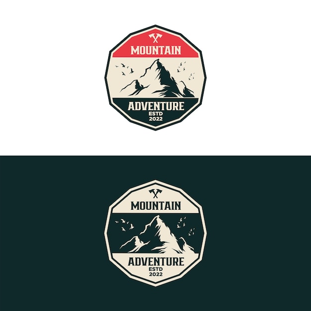 Vector logotipo de aventura de montaña