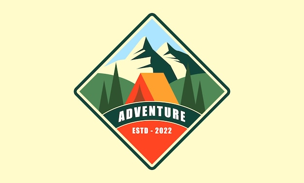 Logotipo de aventura vectorial. Es adecuado para logotipos de viajes, aventuras, montañismo, expediciones,