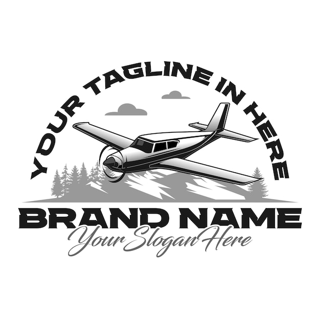 Logotipo del avión con nombre de marca y eslogan