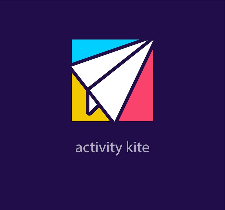 Vector logotipo de avión de papel colorido diseño único transiciones de color plantilla de logotipo de cometa de actividad creativa