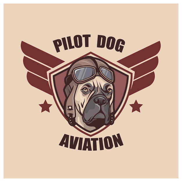 Logotipo de avión piloto de perro