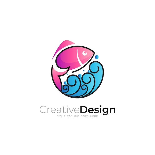 Logotipo de avión con plantilla de diseño de ubicación 3d colorido