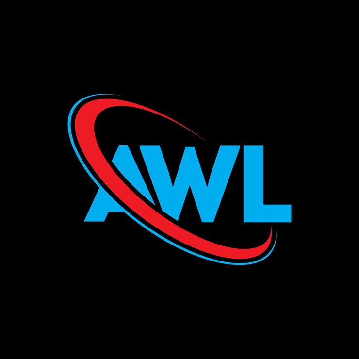 Vector logotipo awl letra awl diseño de logotipo de letra awl iniciales awl logotipo vinculado con círculo y mayúscula monograma logotipo awl tipografía para negocios de tecnología y marca inmobiliaria