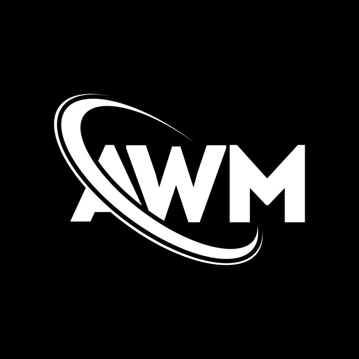 Vector logotipo awm letra awm diseño de logotipo de letra awm iniciales awm logotipo vinculado con círculo y mayúscula monograma logotipo awm tipografía para negocios de tecnología y marca inmobiliaria