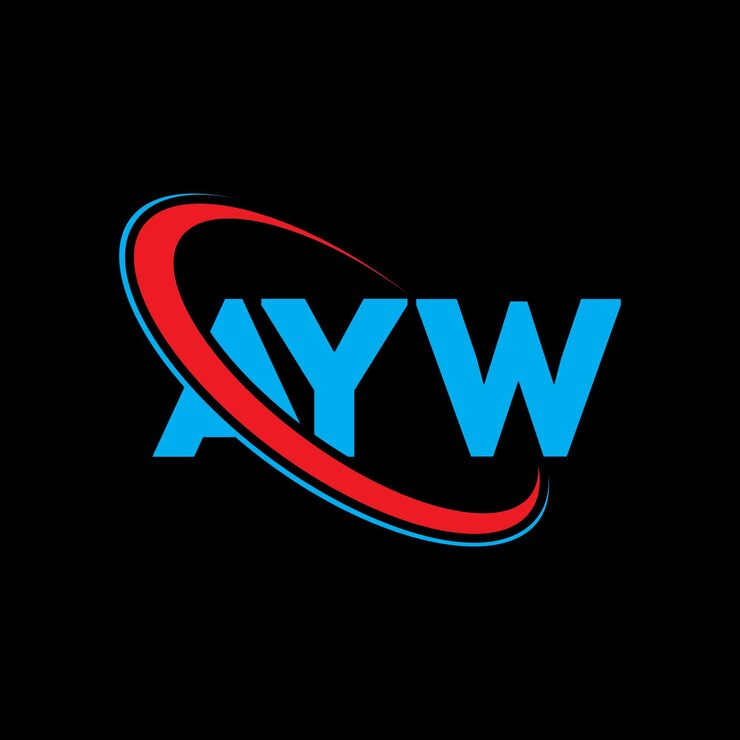 Vector logotipo ayw ayw letra ayw diseño de logotipo de letra iniciales ayw logotipo vinculado con círculo y mayúscula logotipo monograma ayw tipografía para negocios de tecnología y marca inmobiliaria