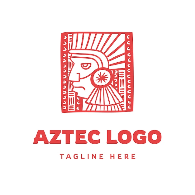 Logotipo azteca de diseño plano dibujado a mano