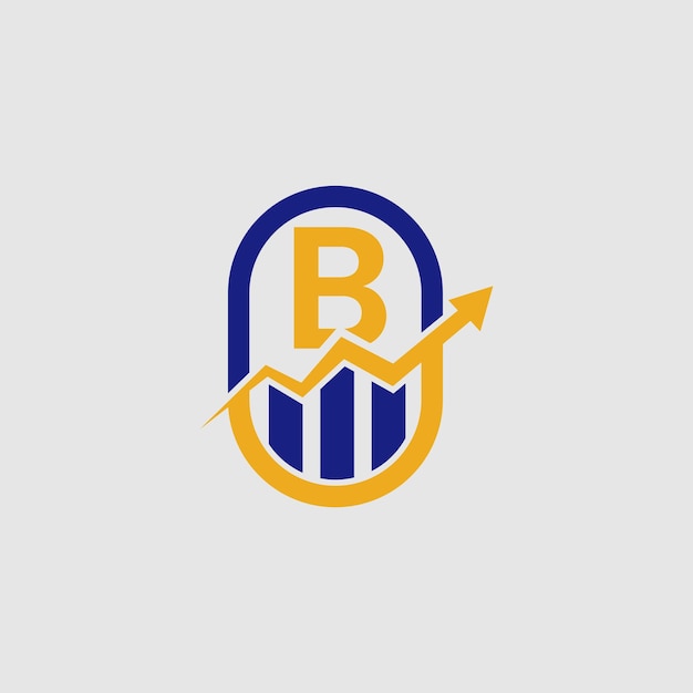 un logotipo azul y amarillo con una letra b en un círculo