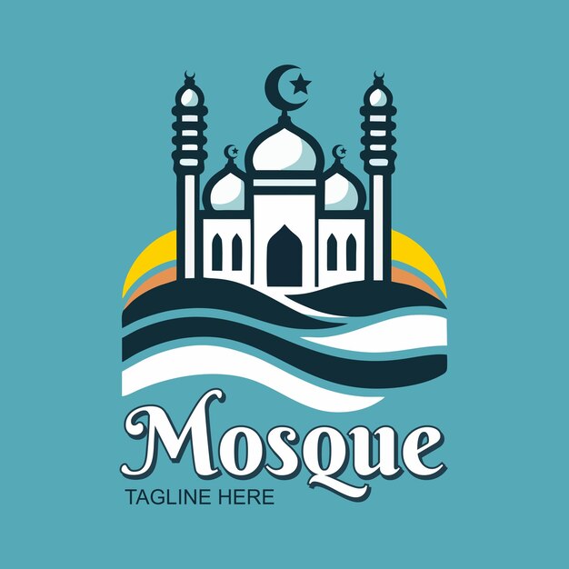 Un logotipo azul y amarillo para la mezquita del logotipo de musim