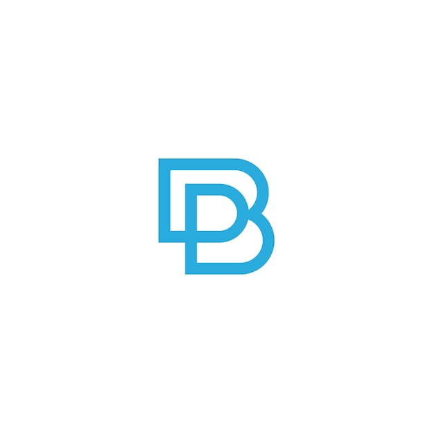 Un logotipo azul b y b sobre un fondo blanco.