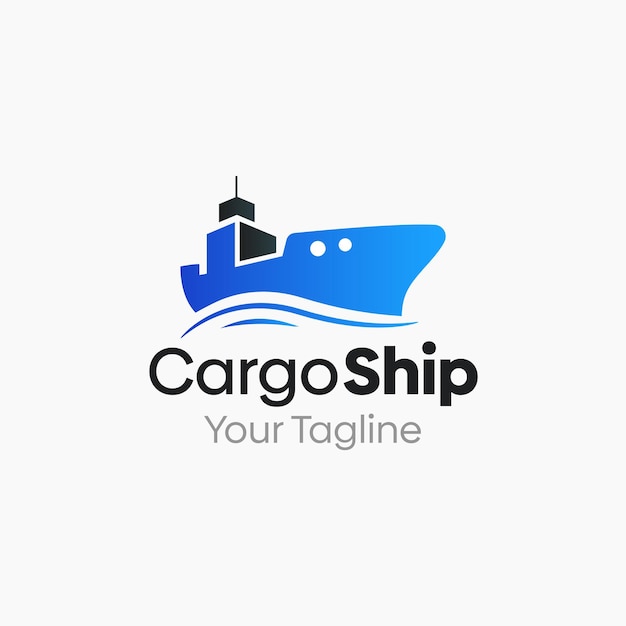 un logotipo azul y blanco para el buque de carga
