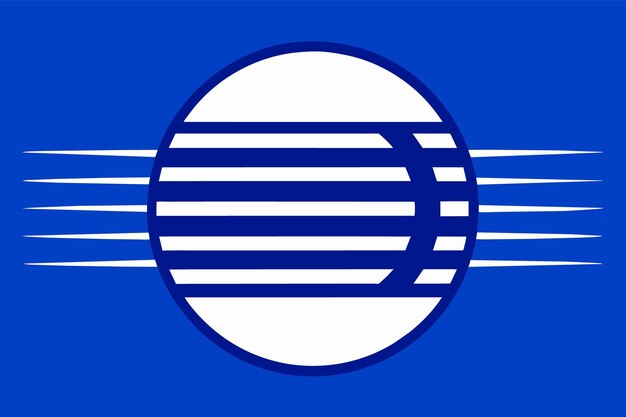 un logotipo azul y blanco con un círculo con un fondo azul