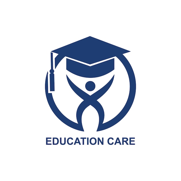 un logotipo azul y blanco para el cuidado de la educación