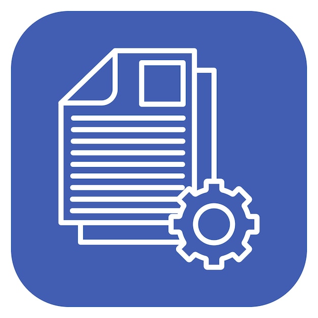 un logotipo azul y blanco con un engranaje en el interior