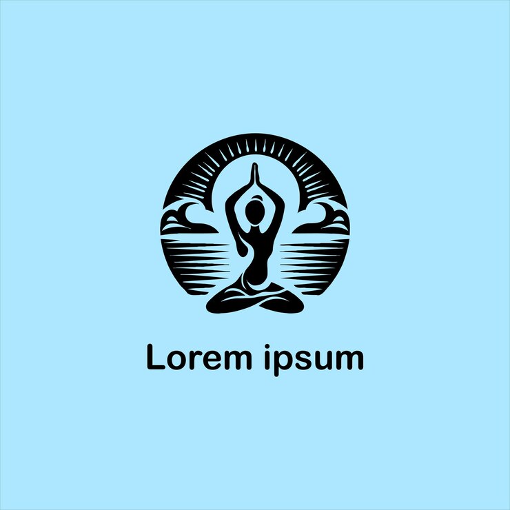un logotipo azul y blanco con una imagen de una persona en un círculo