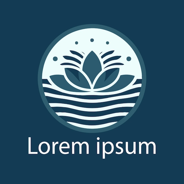un logotipo azul y blanco con una imagen de una planta