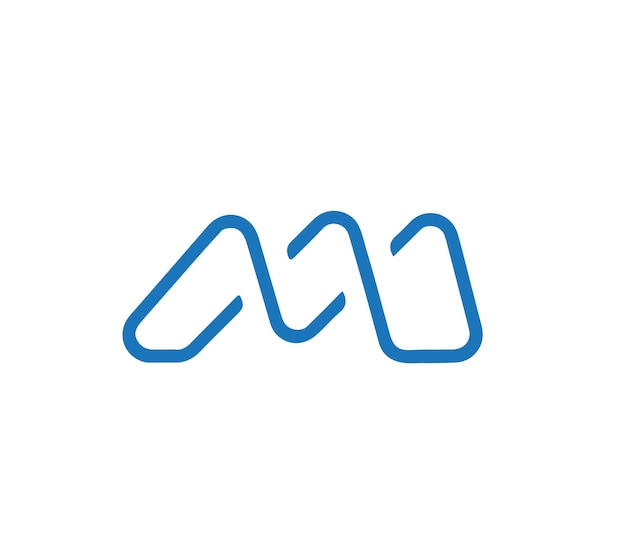 un logotipo azul y blanco con la letra m