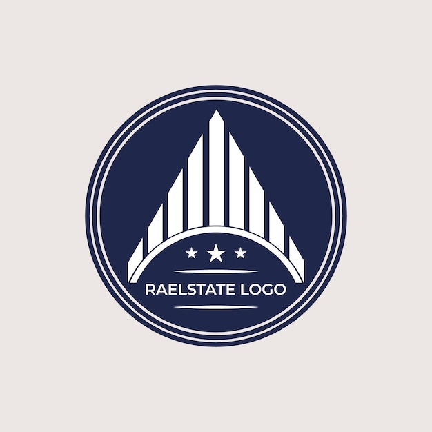 un logotipo azul y blanco con un logotipo blanco que dice bienes raíces