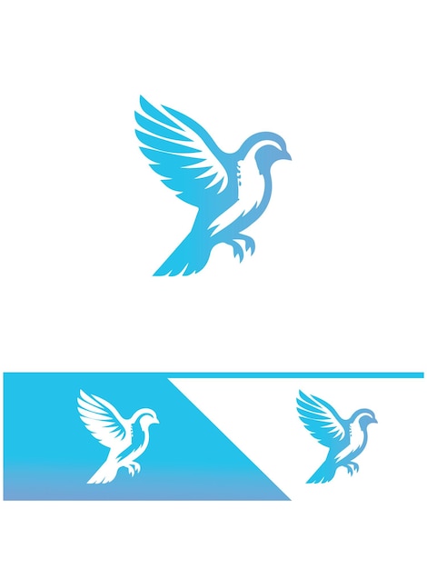 un logotipo azul y blanco con una paloma blanca y un fondo azul