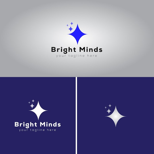 un logotipo azul y blanco para el pensamiento brillante de su mente